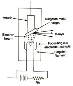 Schematic diagram of an X-ray tube, X-ray (एक्स-रे) in Hindi 